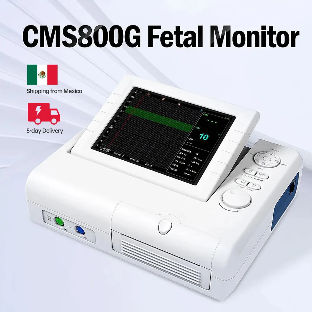 CONTEC CMS800G Monitor Fetal Corazón Prenatal FHR TOCO Ultrasonido de Movimiento Fetal (Eclase de Sonda Doble)