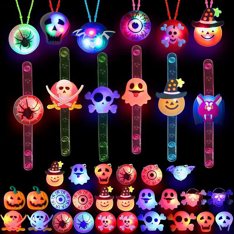 5/10/20PCS Anillos de Pulsera Luminosos de Calabaza y Fantasma para Halloween, Decoración Nocturna, Recuerdos para Fiestas de Halloween, Regalos para Festivales y Carnavales, Rellenos para Bolsas de Regalo