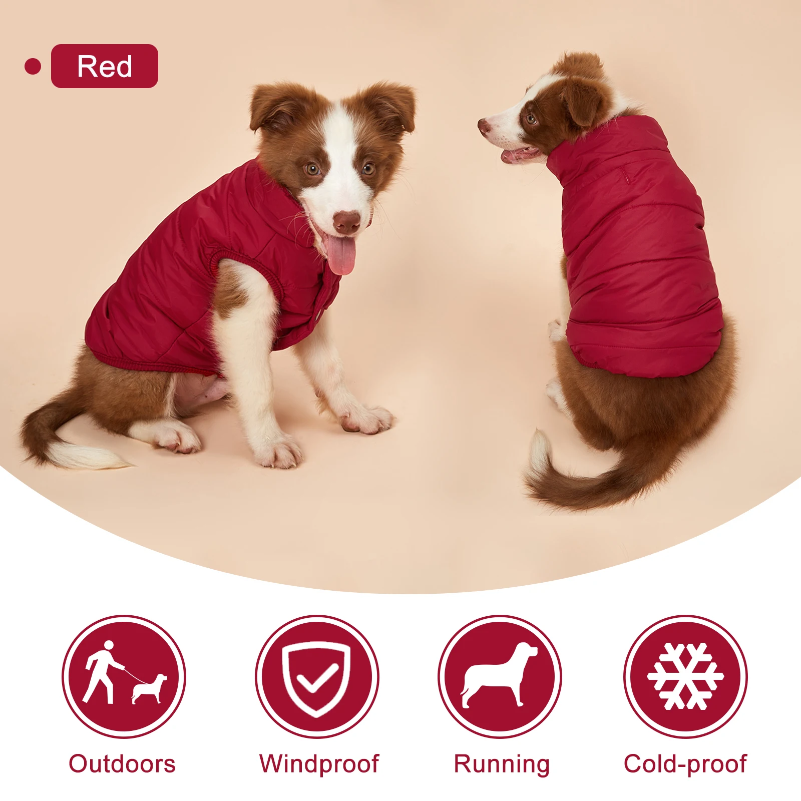 Ropa de invierno para perros, chaqueta cálida a prueba de frío para exteriores con forro polar de algodón, abrigo para cachorros de Bulldog Francés Chihuahua