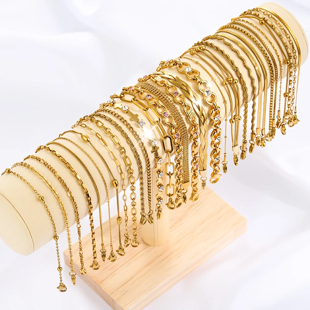11 piezas【Aleatorio】Pulseras de acero inoxidable a la moda para mujer, elegantes y lujosas, juego de joyería para mujer que no se decolora, adecuado para uso diario y fiestas, regalo de cumpleaños