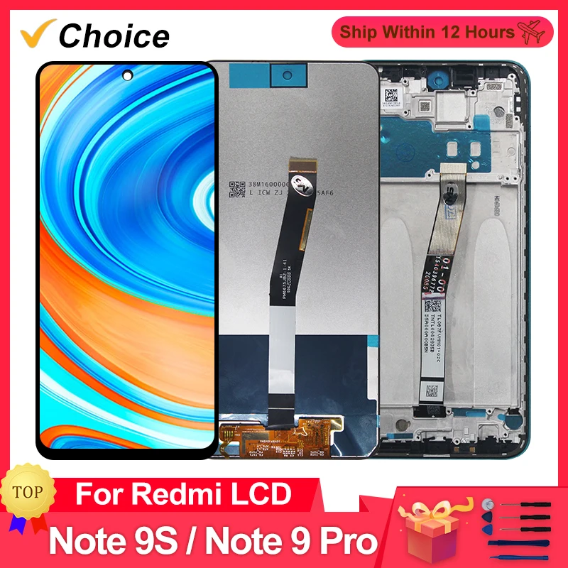 Para Xiaomi Redmi Note 9 Pro pantalla LCD M2003J6B2G Digitalizador de pantalla táctil para Redmi Note 9S LCD M2003J6A1G piezas de repuesto