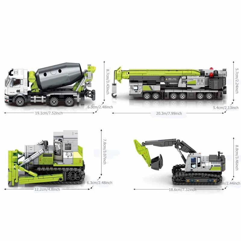 SEMBO-Kits de bloques de construcción de ensamblaje de vehículos de ingeniería, camión mezclador de excavadora MOC, bloques de modelismo, juguetes educativos DIY, regalos para niños