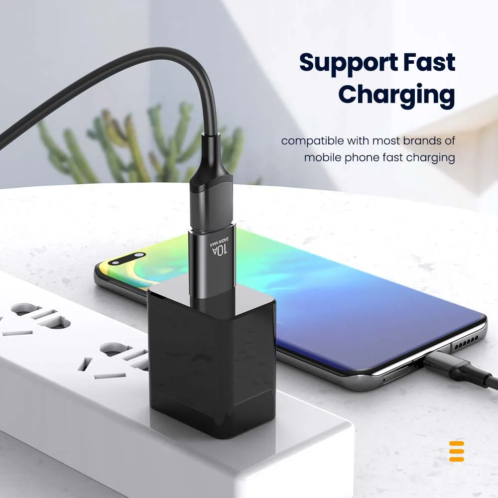Adaptador USB 3,0 a tipo C 10A OTG tipo C macho a USB hembra convertidor para ordenador portátil Xiaomi Samsung USBC Adaptador de carga rápida