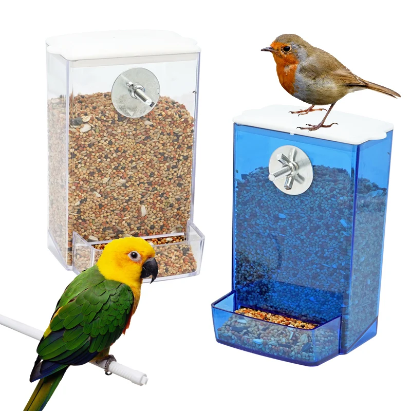 Comedero automático para pájaros, jaula para codornices y loros, caja alimentadora colgante, montaje automático antiderrames, periquito, cacatúa, Conure, dispensador de alimentos