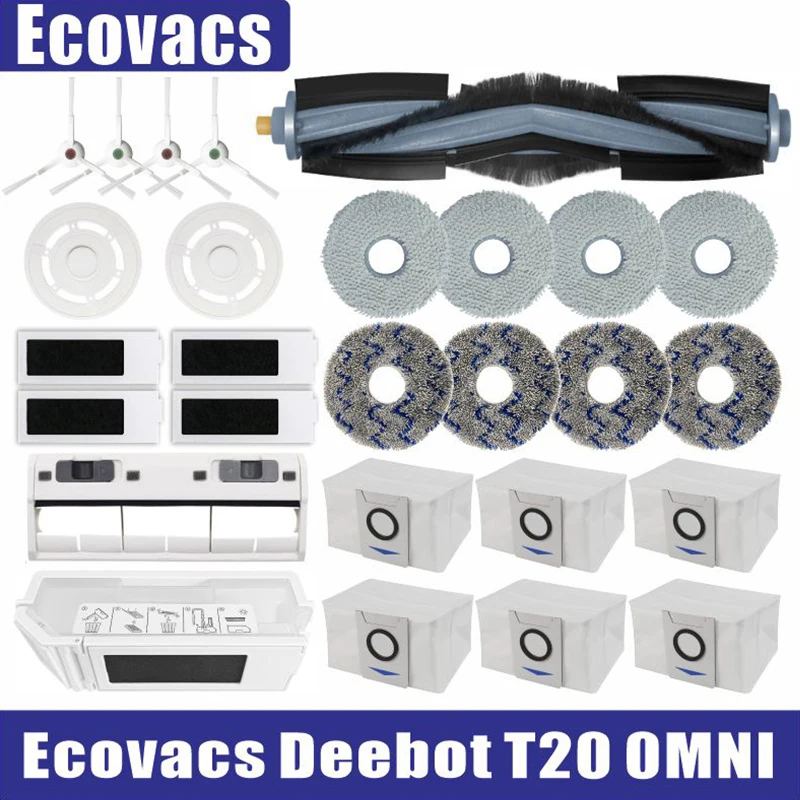 Ecovacs Deebot T20 Omni T20e, accesorios, Cepillo Lateral principal, paño de mopa, filtro HEPA, bolsa de polvo, repuestos