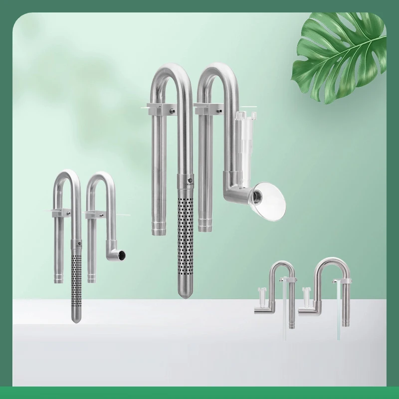 AQUAPRO-Mini tubos de espumadera de entrada y salida de acero inoxidable, filtración profesional, accesorios para acuario, peceras, suministros para pecera