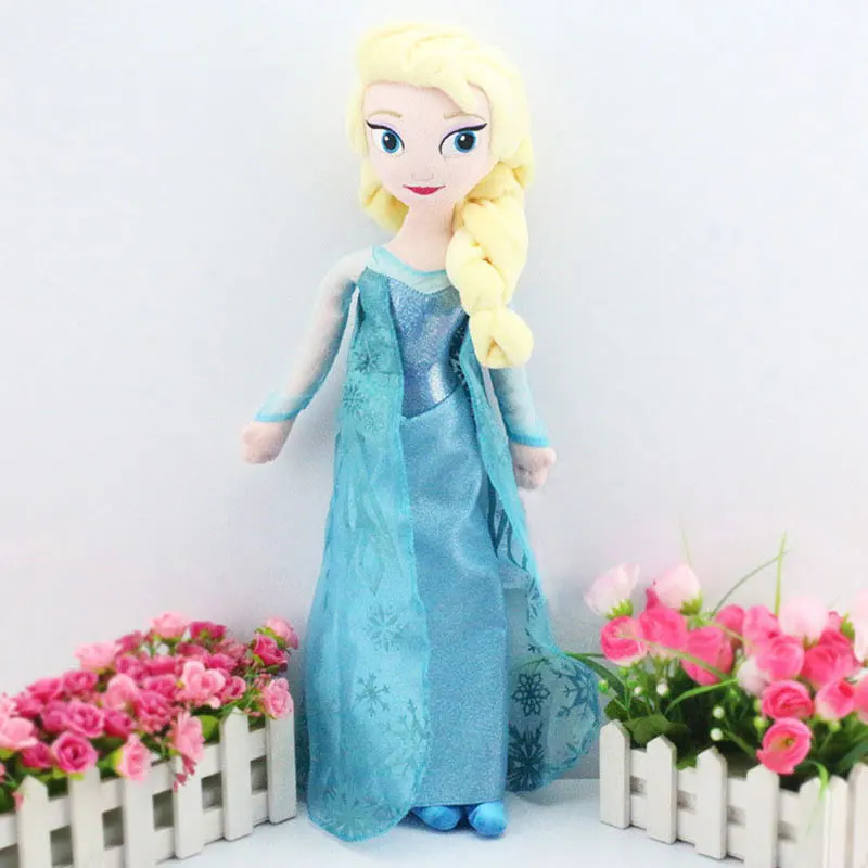 50cm Anime Frozen la princesa de peluche Anna Kawaii muñeca Reina de la nieve princesa Anna Elsa juguetes de peluche suaves regalos para niñas cumpleaños