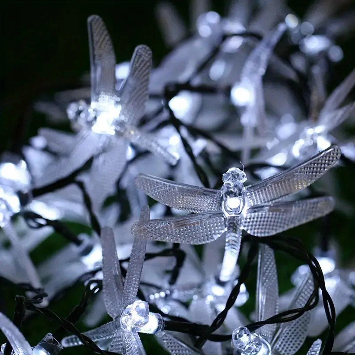 Guirnaldas de luces alimentadas por energía Solar de libélula, 5M20LED, impermeables para exteriores, 8 modos, luces de hadas de libélula para el hogar, Patio, jardín, decoración de boda, 1 ud.