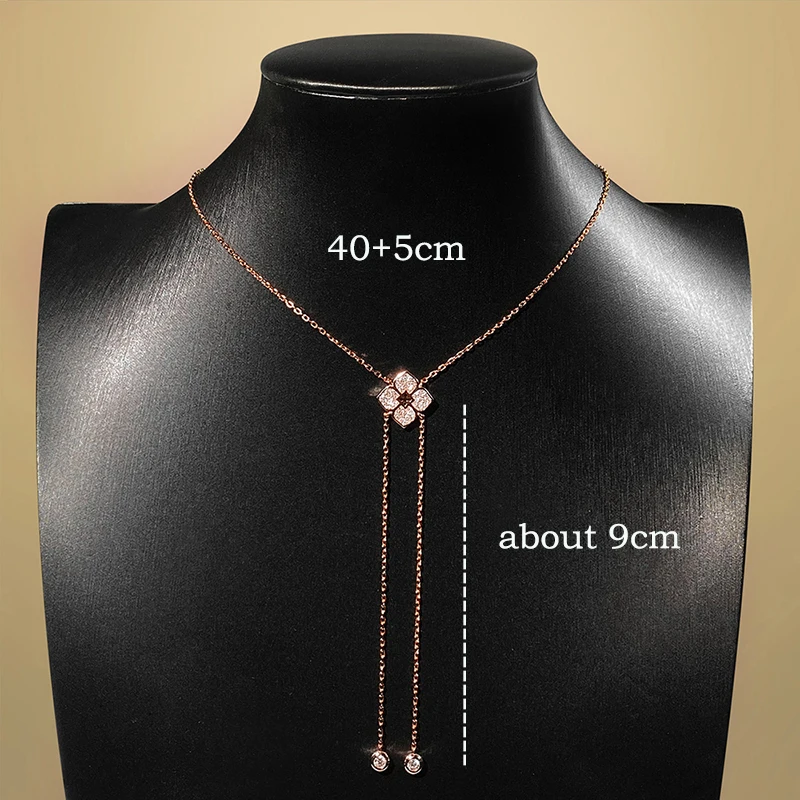 Smyoue-collares de moissanita con flores brillantes, cadena larga, regalo de boda para niñas, colgante de diamante de laboratorio, joyería de plata de ley 925