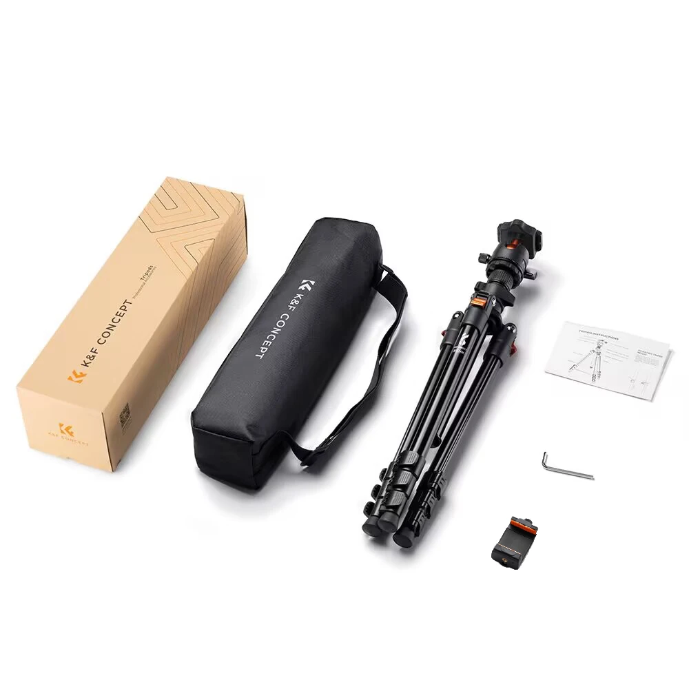 K & F Concept-trípode de cámara de 62,99 pulgadas para DSLR, trípode de viaje de aluminio portátil con cabezal de bola panorámico de 360 grados, liberación rápida
