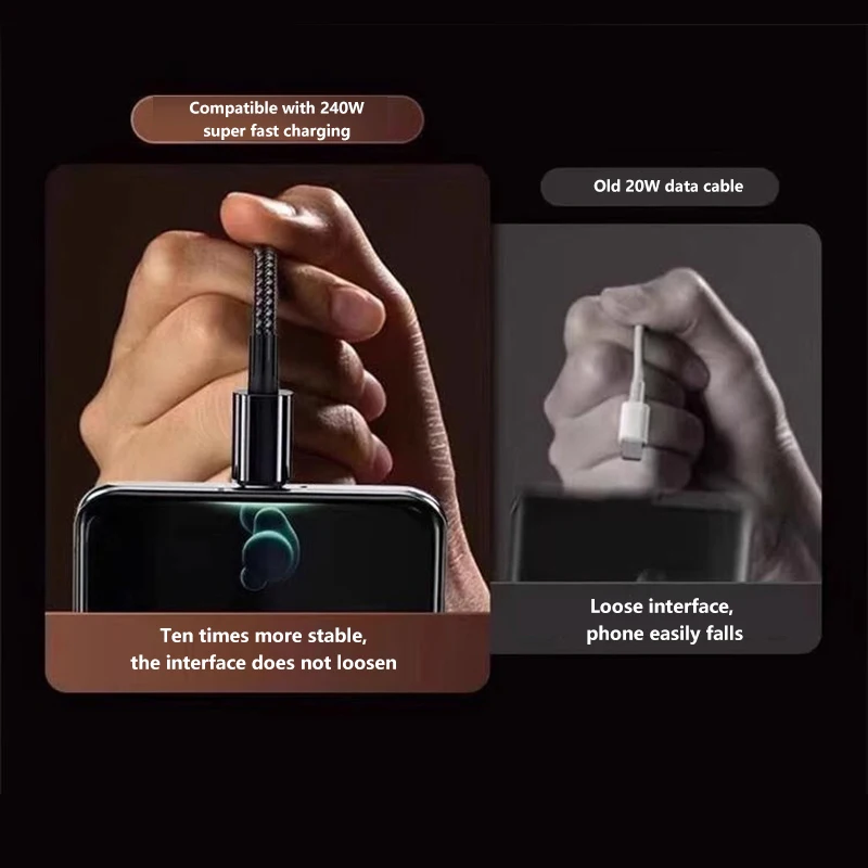 Nuevo cable USB tipo C de carga súper rápida de 10A y 240W para transferencia de datos, compatible con Xiaomi, Redmi, Huawei, en longitudes de 0.3/1/1.5/2/3m.