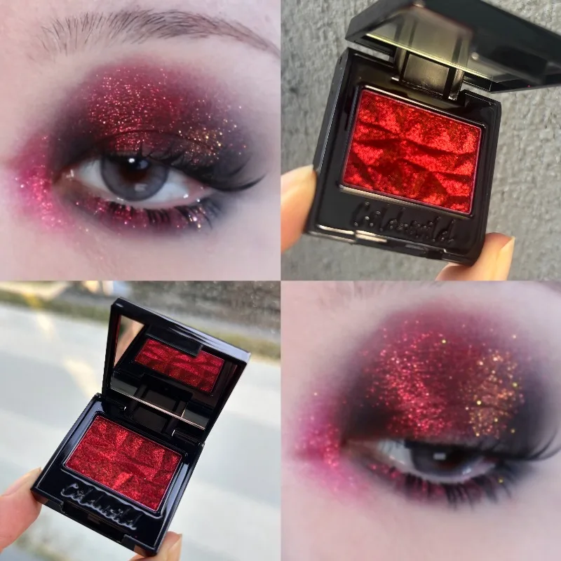 Sombra de Ojos Individual Coldnwild Chameleon, Tono Rojo Ahumado, Resistente al Agua, Larga Duración, Altamente Pigmentada para Cosplay y Maquillaje de Ojos Atrevido