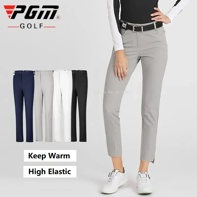 Pantalones de Golf PGM para mujer, pantalones deportivos cálidos a prueba de viento, pantalones ajustados divididos para otoño e invierno, pantalones de chándal informales hasta el tobillo, XS-XL