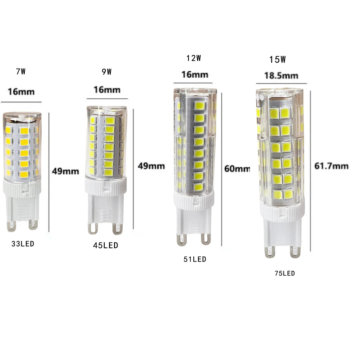 10 Uds Mini G9 bombillas LED de cerámica lámpara de luz 7W 9W 18W 20W 24W 2835 SMD reemplazar 100W halógeno 220V lámparas decoración del candelabro del hogar