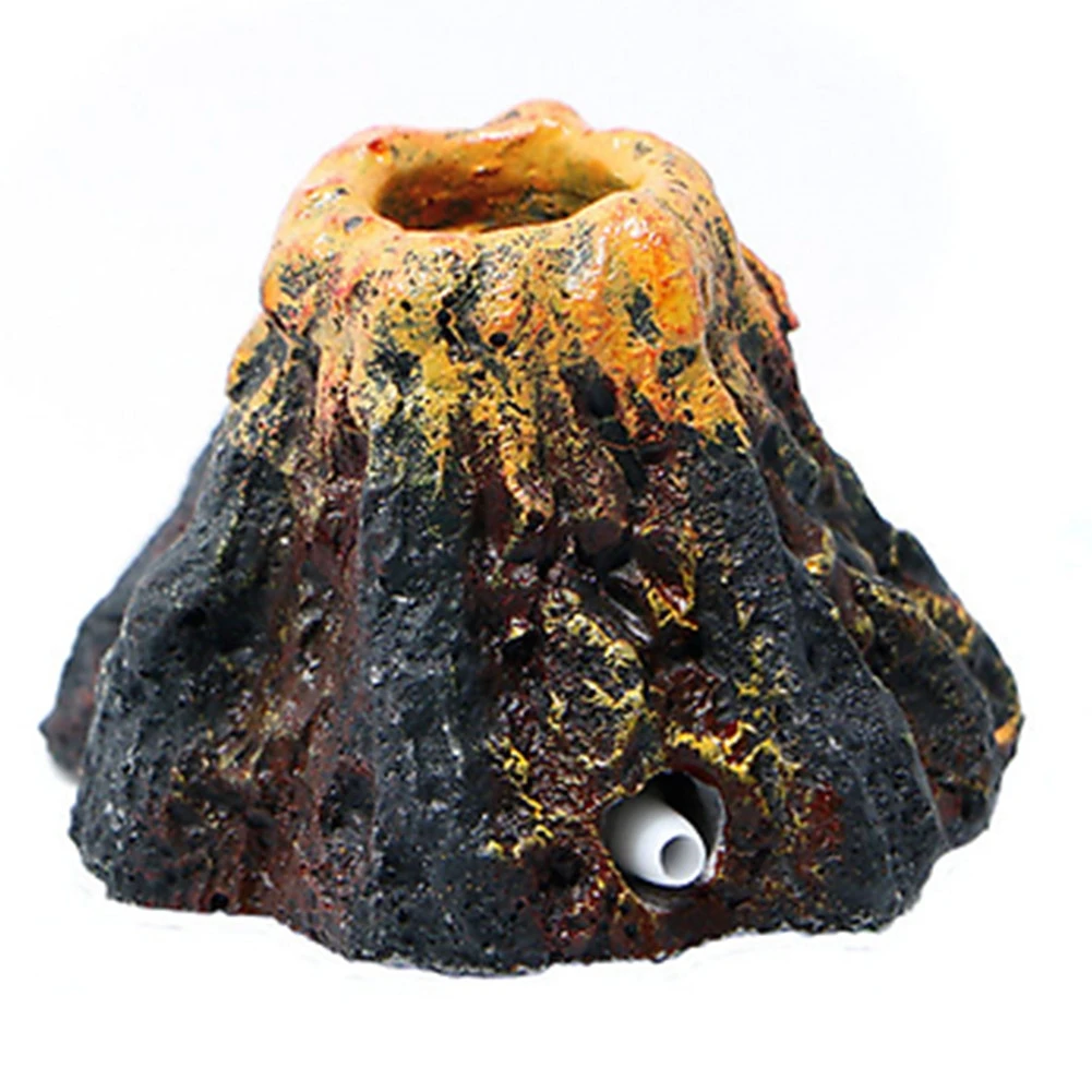 Acuario volcán burbuja piedra pecera decoración volcán paisaje rocalla puede instalar bomba de oxígeno adorno artesanal para el hogar