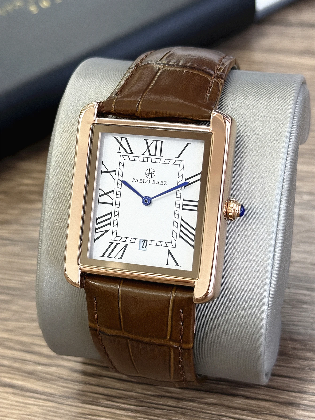 Reloj de hombre de negocios Retro clásico calendario de cuero de lujo impermeable reloj de cuarzo de moda masculina relojes con caja y batería de repuesto