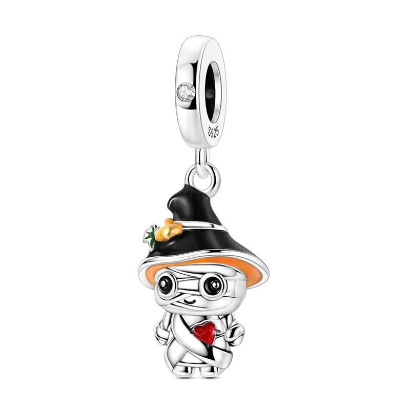Abalorio Colgante de Plata de Ley 925 con Calavera de Halloween y Cabeza de Calabaza con Circones Brillantes, para Pulsera, Regalo de Joyería DIY para Mujer, 2026