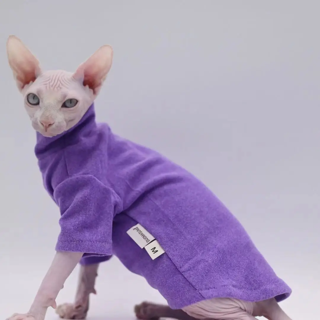 Sphynx-ropa para gatos de algodón suave para bebé, traje de invierno para gato, Color sólido, Devon, suéter sin pelo para gato, disfraz, ropa para mascotas