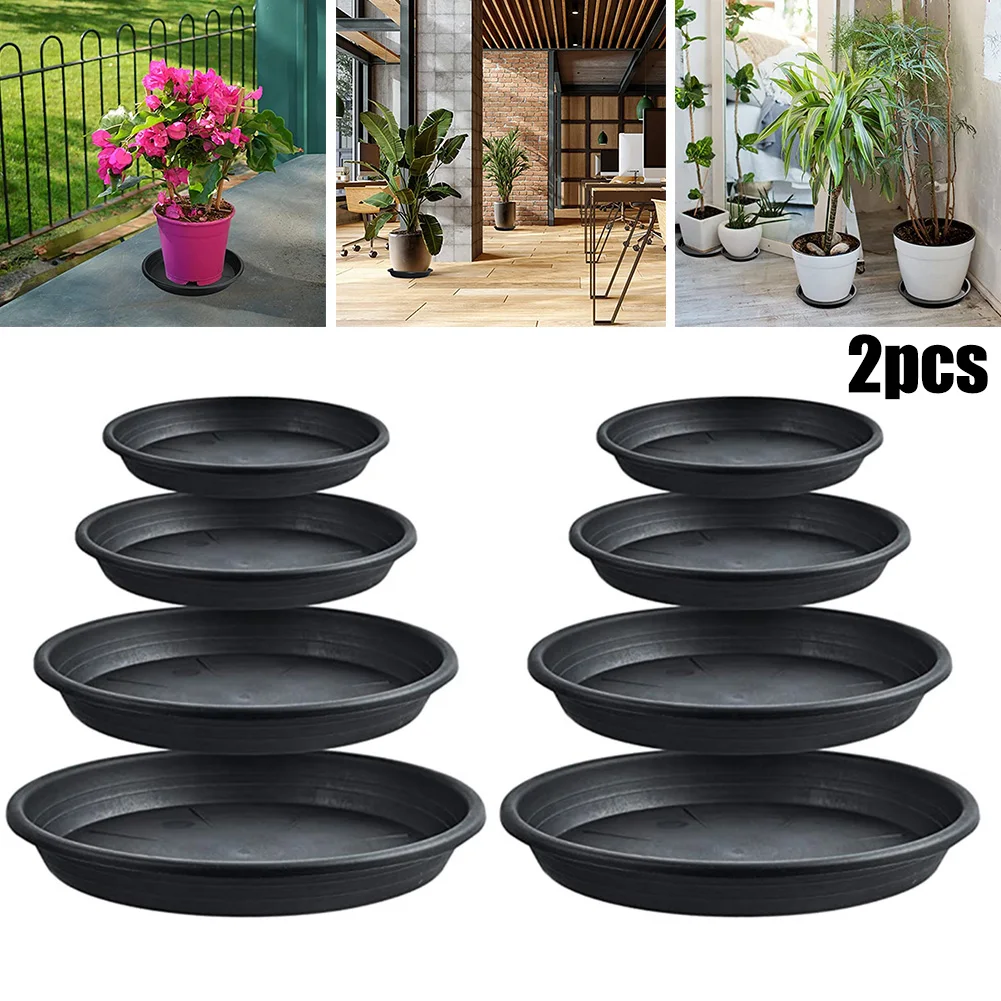 Platillo redondo de PP para plantas suculentas, bandejas gruesas de 4/6/7/8/10 pulgadas para decoración de jardín y hogar, color negro, 2 piezas
