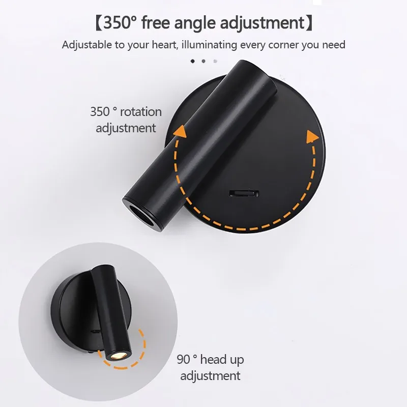 Luces LED de pared modernas, luces de lectura giratorias y ajustables, accesorios de iluminación para el hogar, dormitorio, mesita de noche, sala de estar, sala de estudio