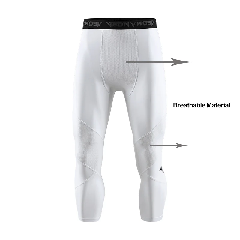 Medias suaves de compresión 3/4 para hombre, ropa deportiva, mallas de entrenamiento de secado rápido, pantalones atléticos para gimnasio, pantalones deportivos para correr