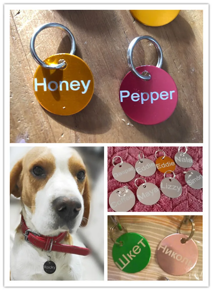 1 Uds. Etiqueta de identificación personalizada con grabado láser gratis para perros y gatos, etiquetas colgantes con nombre para cachorros, Collar con etiqueta para mascotas, placa con nombre antipérdida