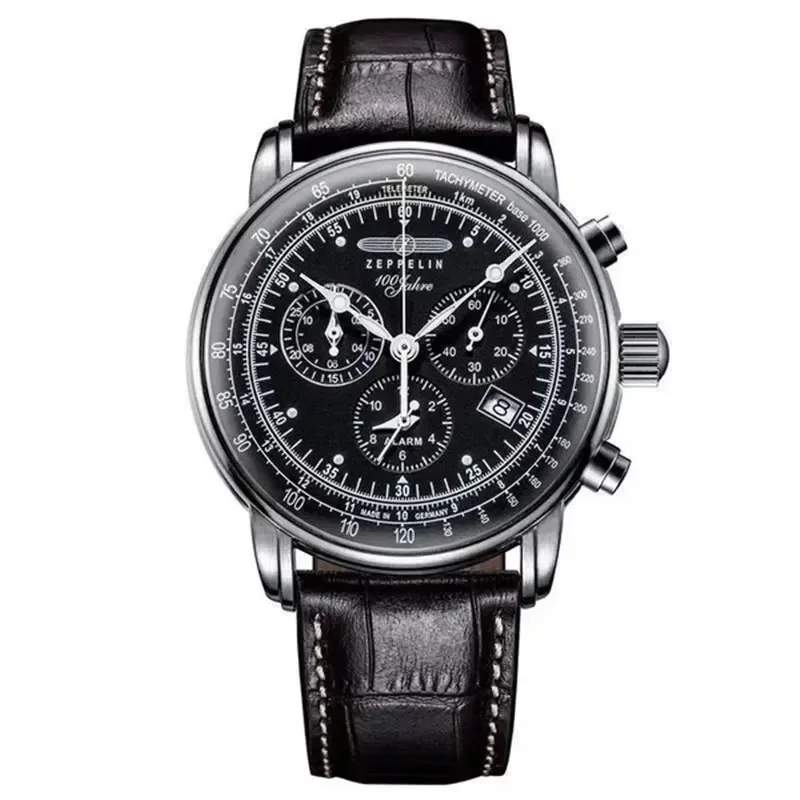 Reloj Zeppelin Airship con fecha automática, correa de cuero para hombre, reloj de moda de lujo informal para negocios, reloj de regalo para hombre, reloj resistente al agua