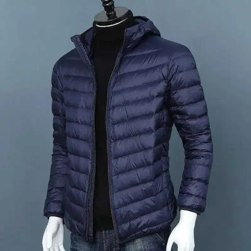 UETEEY 2024 Otoño Invierno chaqueta de plumón de pato blanco para hombre peso ligero cálido impermeable Casual al aire libre portátil abrigos acolchados para hombre