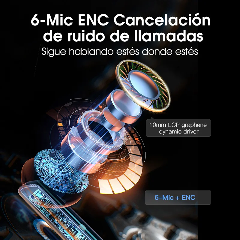 QCY HT05 ANC Auricular inalámbrico 40dB Cancelación de ruido Bluetooth 5.2 Auricular 6 Mic ENC HD Llamada TWS Auriculares Modo de transparencia