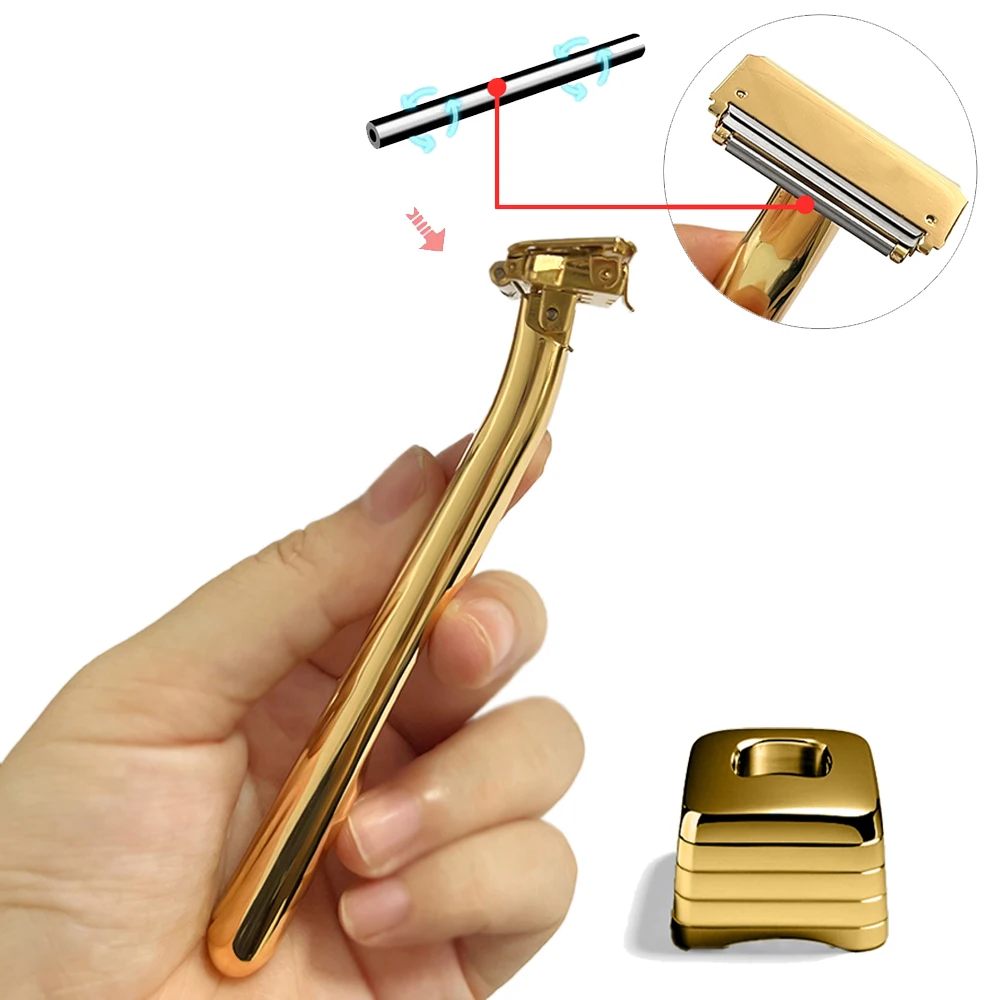 Whityle 21TS Glide Pro 4D Afeitadora de afeitar súper seguridad con soporte para hombre y mujer Haft One Blade Caja de regalo de maquinilla de afeitar de metal ecológica