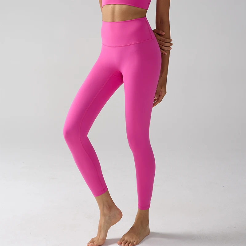 Mallas de cintura alta con sensación desnuda para mujer, mallas deportivas para correr y Yoga, mallas ajustadas para gimnasio energético, mallas de entrenamiento informales