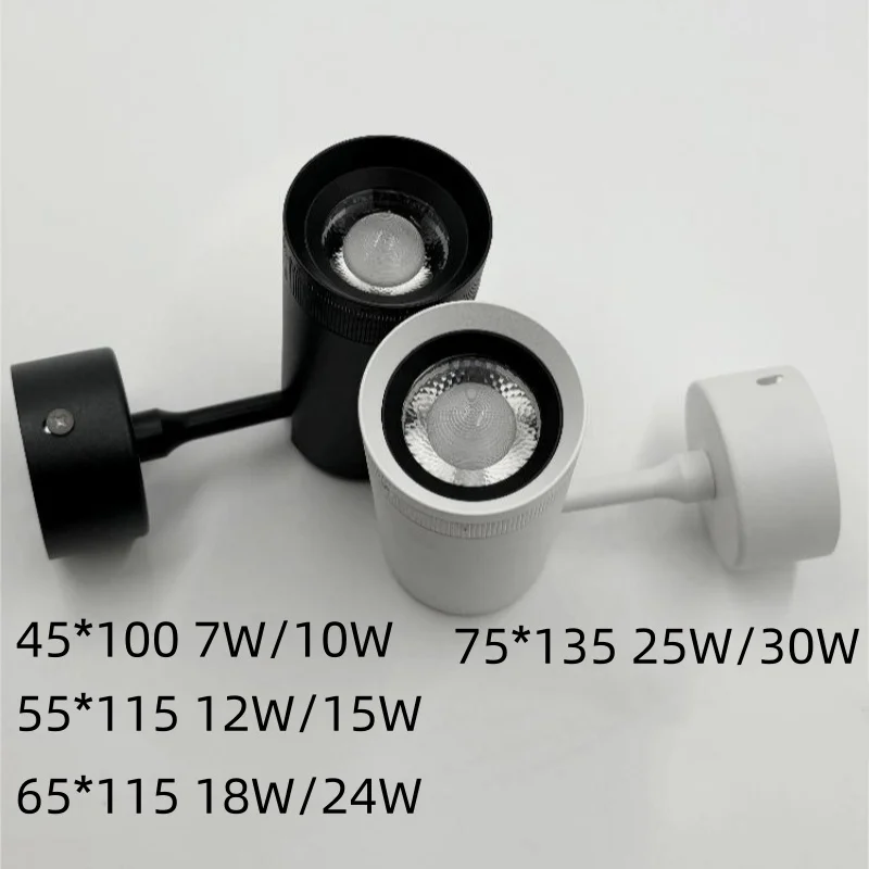 Focos de luz enfocados con 10-55 °   Cambio de Apertura Libre, Focos de Riel Montados en Superficie, Luces de Techo, Techo LED Sin Perforaciones