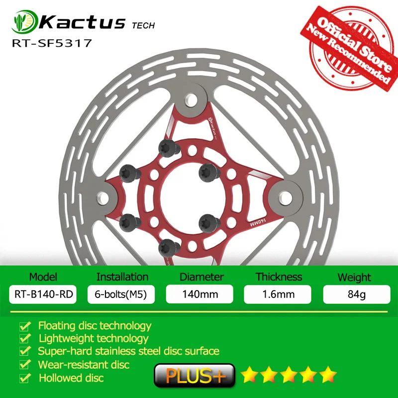 KACTUS-Rotor de freno de disco de bicicleta ultraligero, bloqueo central de 140/160mm, grueso, AL7505, freno flotante de disco de enfriamiento rápido para bicicleta eléctrica de montaña y carretera