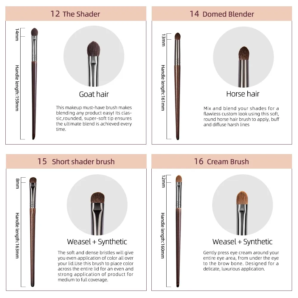 OVW 10 Uds sombra de ojos profesional delineador de ojos licuadora detalle sombreador corto crema para párpados juego de brochas de belleza