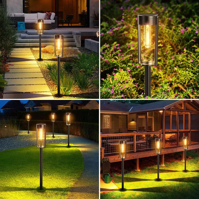 Luces solares Retro para caminos, Bombilla incandescente impermeable para exteriores, decoración de paisaje para pasarela, patio trasero, 2/4/6 Uds.