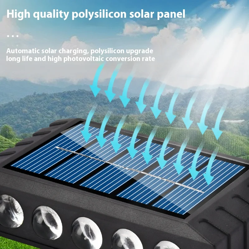 Lámpara Solar de pared de 4/6/8/10LED, decoración de calle para patio, luz impermeable para exteriores, iluminación luminosa arriba y abajo, lámpara de paisaje de jardín