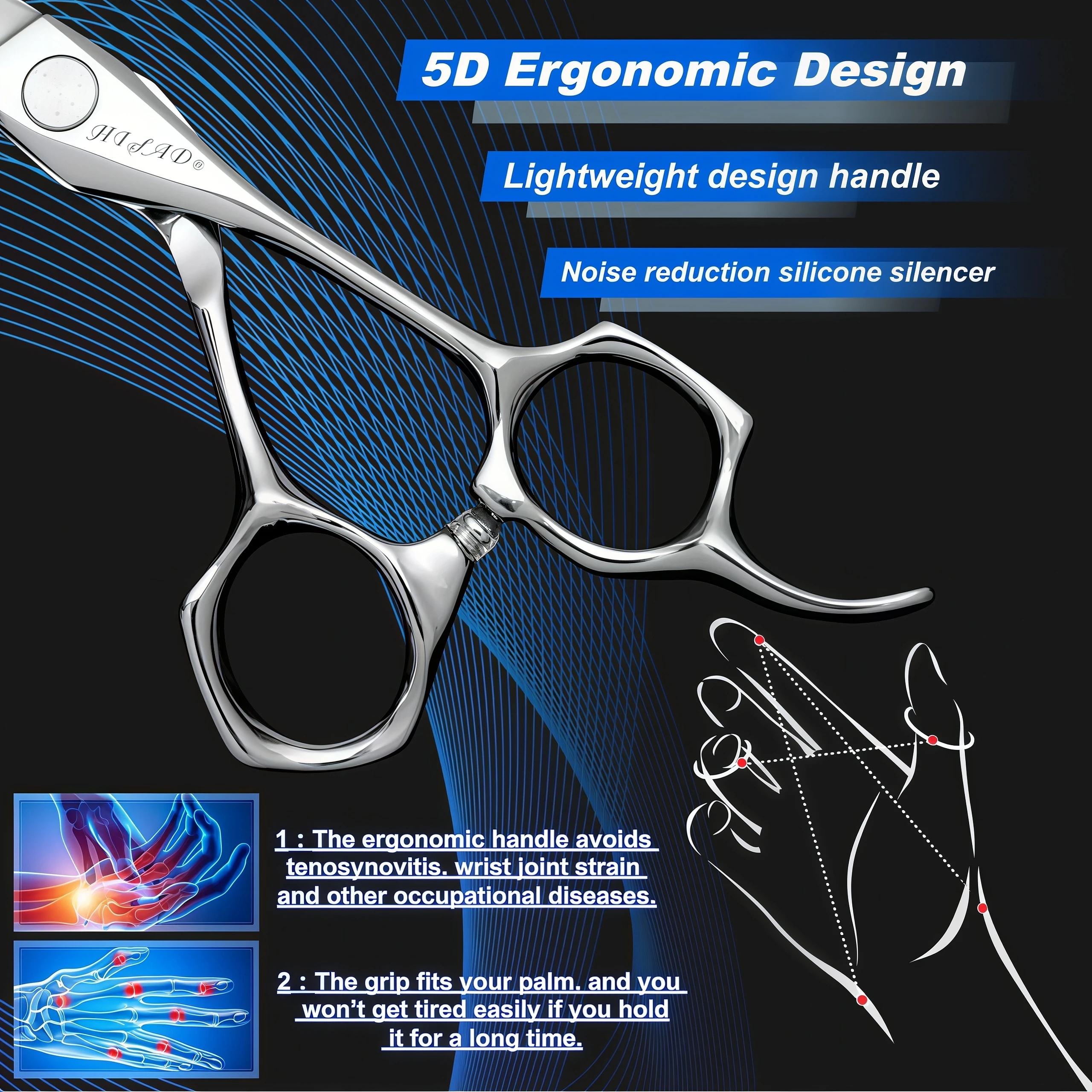 Tijeras de peluquería HISADA, tijeras profesionales para cortar el cabello de 6.0 pulgadas, acero VG10 japonés hecho a mano, súper afiladas y resistentes al desgaste