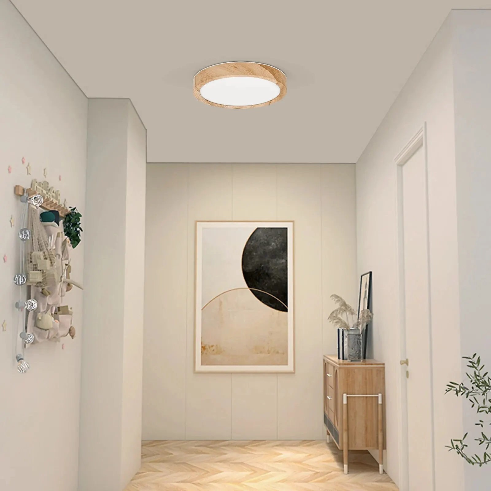 LVL-Luz de techo LED 3 en 1, grano de madera y blanco, colores de iluminación, iluminación para el hogar, cocina, dormitorio, baño, lámpara de techo empotrada redonda