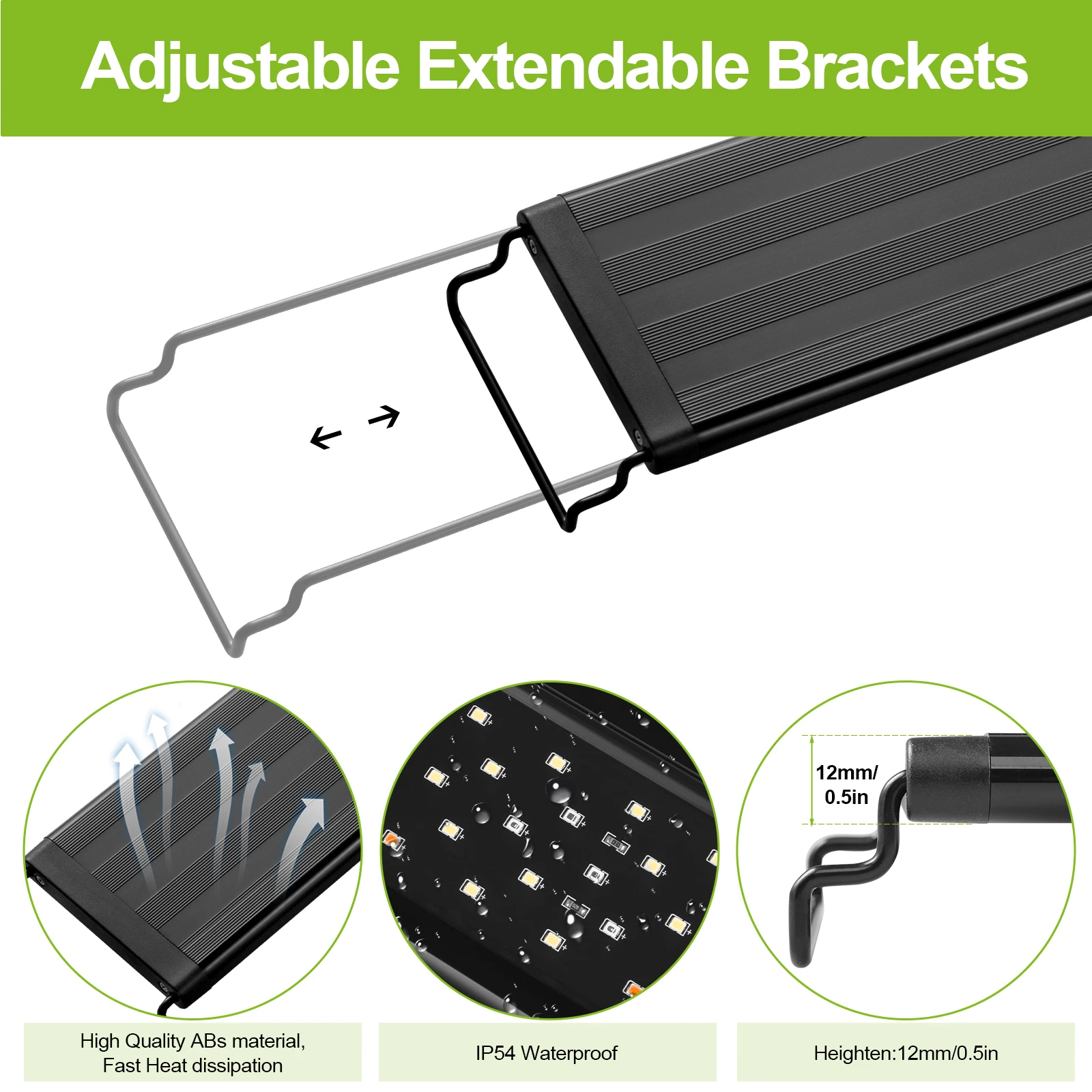 Luz LED regulable para acuario de 30-60CM pulgadas con temporizador y función de memoria de apagado, crecimiento de plantas para pecera, 100-240V