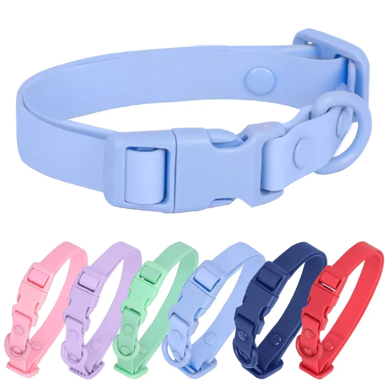Nuevo Collar para perro de PVC de color macarrón, resistente al agua, resistente a la suciedad, fácil de limpiar, Collar para mascota, Collar ajustable para perro mascota