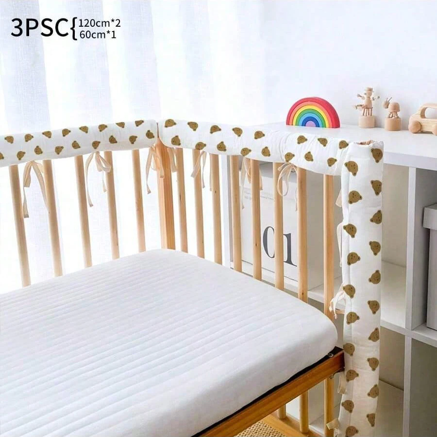 3 piezas de tiras protectoras para cuna de bebé, tiras de protección para barandillas de cama, protección de bordes contra mordeduras, malla transpirable en la parte posterior, lindos estampados de animales, lavables a máquina. El regalo perfecto para tu bebé en Navidad, Halloween y Acción de Gracias!