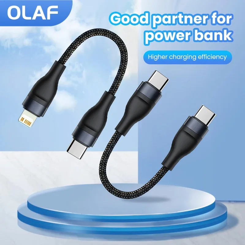 Olaf 25cm USB tipo C a USB C Cable de carga rápida USB IOS Cable de datos para banco de energía portátil tipo C Cable de datos corto