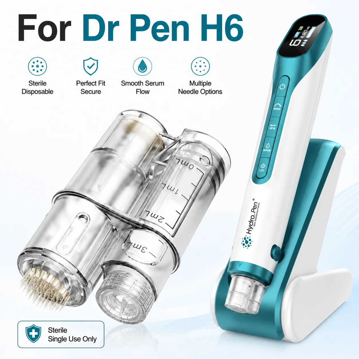 Cartuchos de Repuesto para Dr. Pen H6, Agujas Nano de 18/36/42 Pines, Puntas Desechables Estériles, Compatibles con Hydra Pen H6, Microneedling