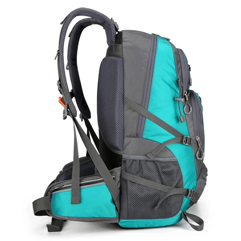 Mochila de nailon de 50L, bolsa para acampar, deporte al aire libre, senderismo, escalada, viaje, hombro, zapatos reflectantes, equipaje, bolsa para hombre al aire libre