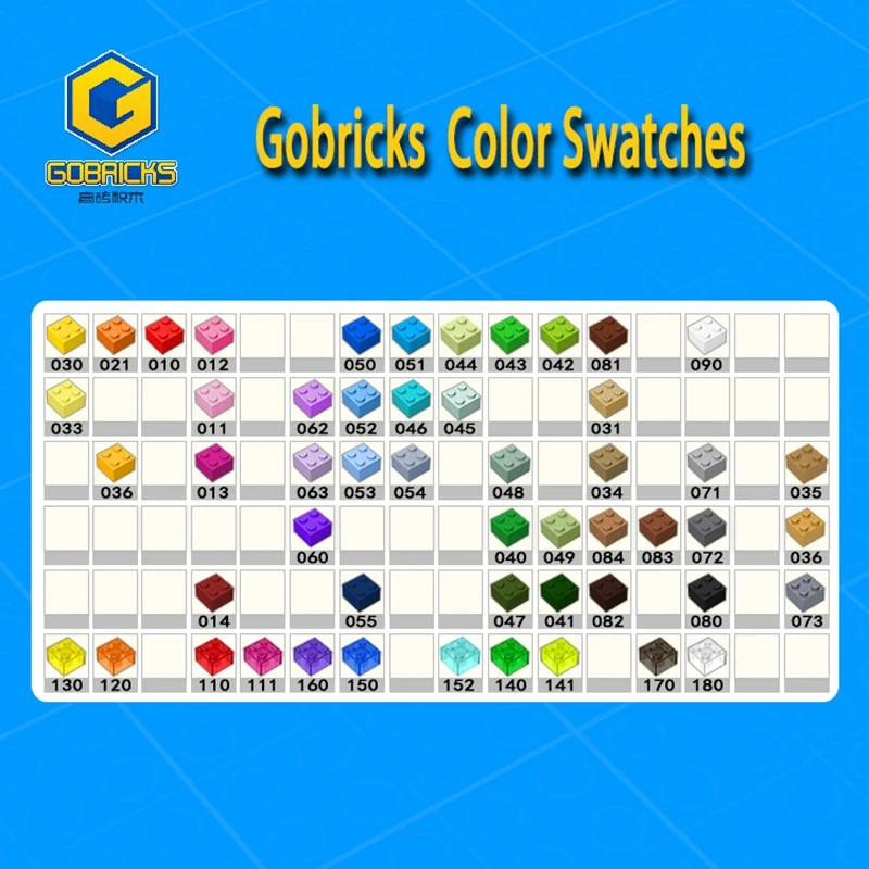 Gobricks 10PCS 3023 MOC Placa 1x2 Piezas de Ensamblaje Compatibles con 6225 Bloques de Construcción DIY Partícula Básica Sólida Transparente