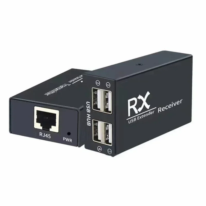 Extensor USB de 4 puertos, Cable RJ45 Ethernet CAT6, transmisor y receptor, Kit para ratón, teclado, escáner de impresora, 120M