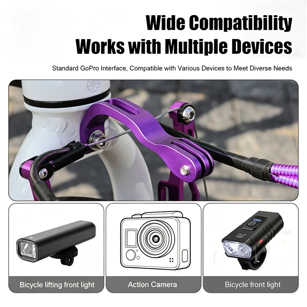 Soporte Extensor de Horquilla Delantera para Bicicleta de Aleación de Aluminio, Ligero y Resistente, para Cámara Deportiva GoPro, Luz Delantera de Bicicleta y Ciclismo