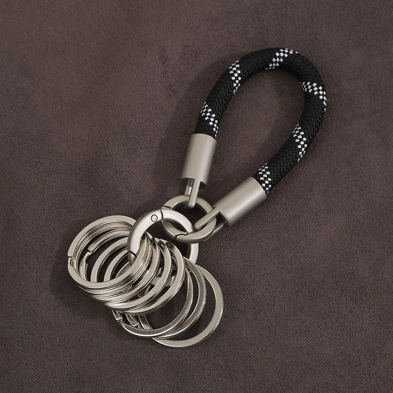 Llavero Minimalista de Aleación de Titanio con Acabado Natural, Organizador de Múltiples Anillos, Cordón Multifuncional, Estilo Insta