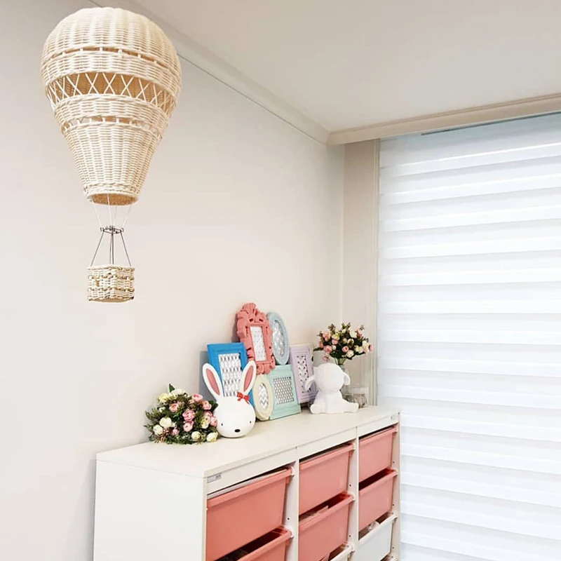Decoración de globos de aire caliente de ratán, decoración colgante de pared tejida a mano, accesorio de fotografía nórdico hecho a mano para habitación de niños, guardería