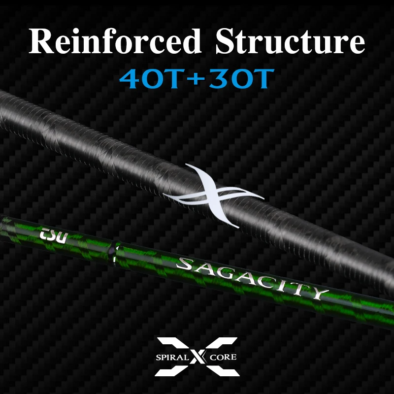Caña de Pescar TSURINOYA F Action L ML M MH SAGACITY Race Bass con Anillas FUJI, 1.96m 2.03m 2.06m, 2 Secciones, Spinning y Casting, Carbono
